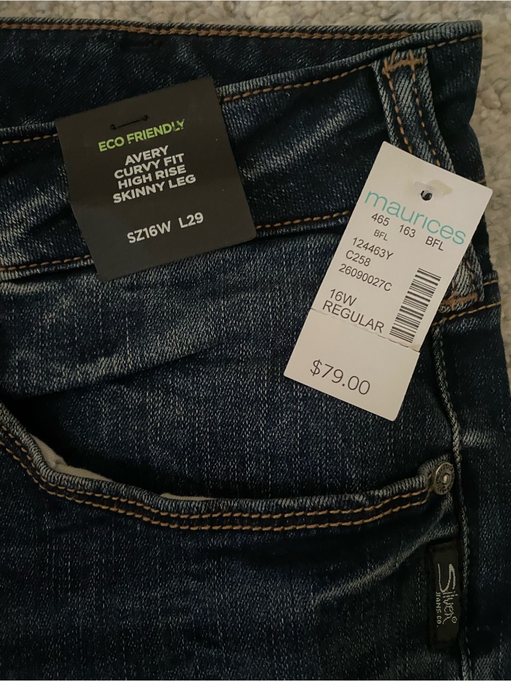 Silver Jeans Avery Curvy Fit High Rise Skinny Size 16W NWT - Picture 9 of 10